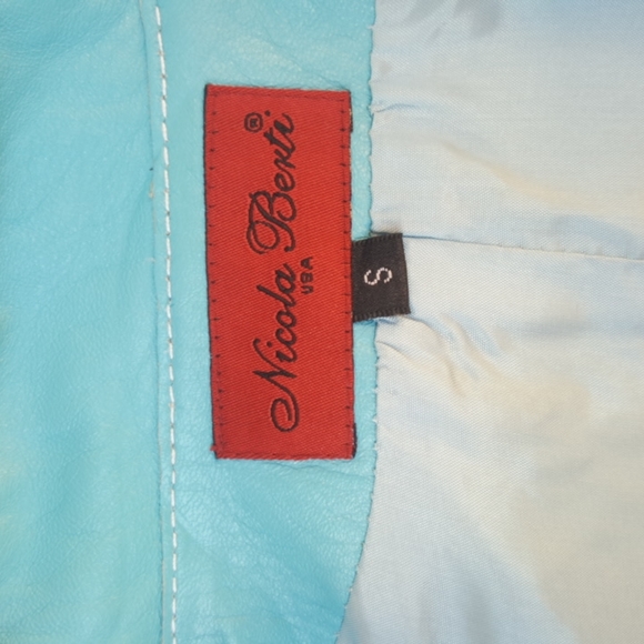NICOLA BERTI ♡ RARE Gorgeous Turquoise Soft Genuine Italian Leather Jacket  S - Picture 14 of 16